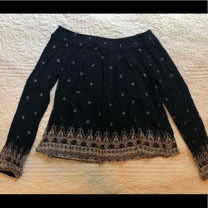 Cape Juby Navy Off the Shoulder Top